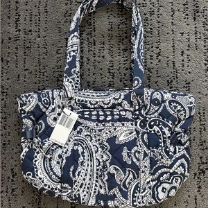 Vera Bradley Iconic Glenna Satchel Deep Night Paisley Neutral NWT